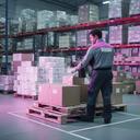 Equipo de logística preparando pedidos y pallets en un depósito ordenado